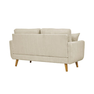 English Elm Corduroy Ribbed Upholstered Loveseat with Solid Wood Frame and Toss Pillows Beige B2748P533790