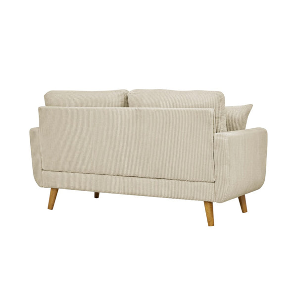 English Elm Corduroy Ribbed Upholstered Loveseat with Solid Wood Frame and Toss Pillows Beige B2748P533790