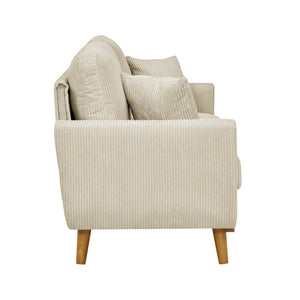 English Elm Corduroy Ribbed Upholstered Loveseat with Solid Wood Frame and Toss Pillows Beige B2748P533790