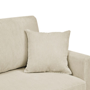 English Elm Corduroy Ribbed Upholstered Loveseat with Solid Wood Frame and Toss Pillows Beige B2748P533790