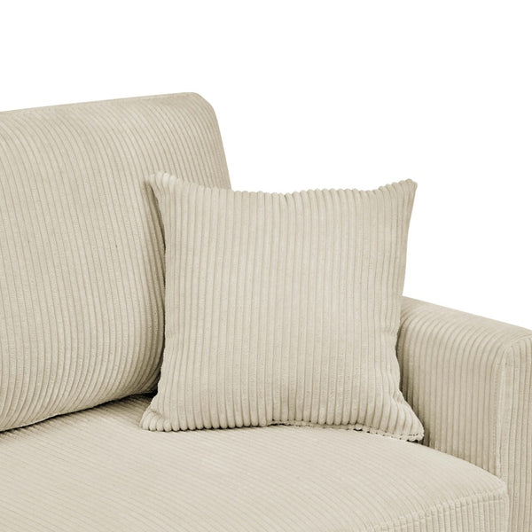 English Elm Corduroy Ribbed Upholstered Loveseat with Solid Wood Frame and Toss Pillows Beige B2748P533790