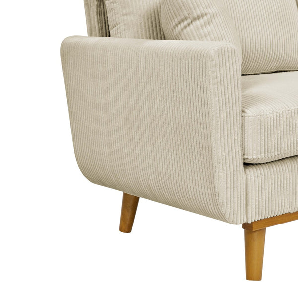 English Elm Corduroy Ribbed Upholstered Loveseat with Solid Wood Frame and Toss Pillows Beige B2748P533790