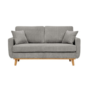 English Elm Corduroy Ribbed Upholstered Loveseat with Solid Wood Frame and Toss Pillows Light Gray B2748P533791