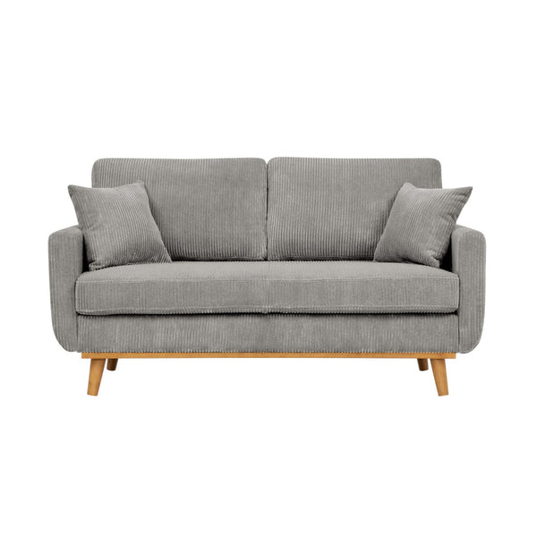 English Elm Corduroy Ribbed Upholstered Loveseat with Solid Wood Frame and Toss Pillows Light Gray B2748P533791