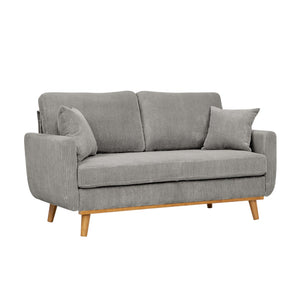 English Elm Corduroy Ribbed Upholstered Loveseat with Solid Wood Frame and Toss Pillows Light Gray B2748P533791