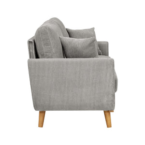 English Elm Corduroy Ribbed Upholstered Loveseat with Solid Wood Frame and Toss Pillows Light Gray B2748P533791