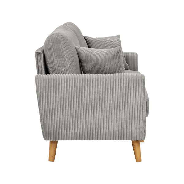 English Elm Corduroy Ribbed Upholstered Loveseat with Solid Wood Frame and Toss Pillows Light Gray B2748P533791