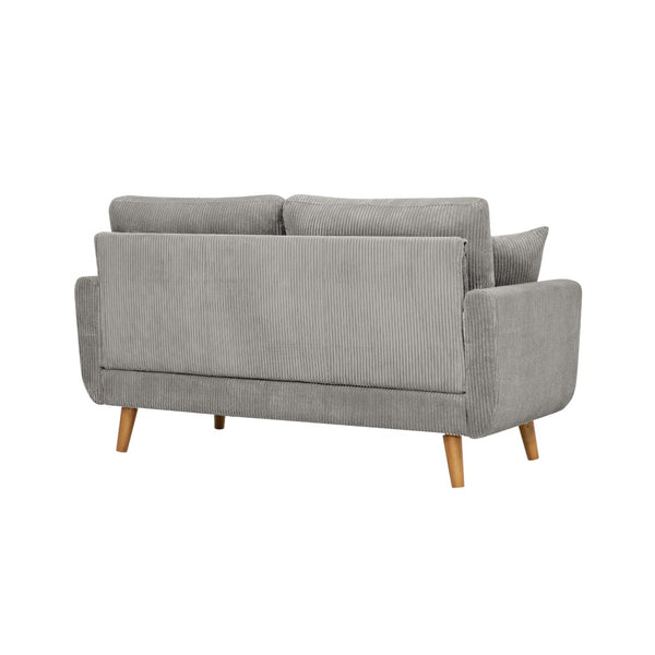 English Elm Corduroy Ribbed Upholstered Loveseat with Solid Wood Frame and Toss Pillows Light Gray B2748P533791
