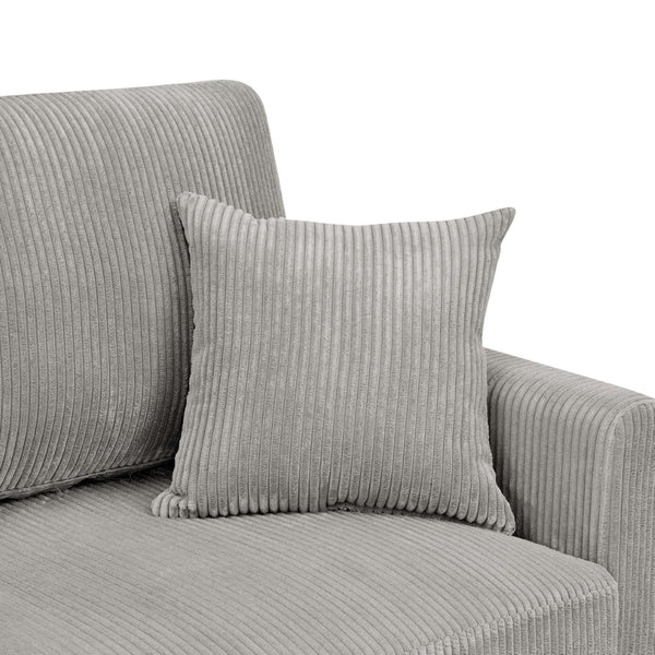 English Elm Corduroy Ribbed Upholstered Loveseat with Solid Wood Frame and Toss Pillows Light Gray B2748P533791