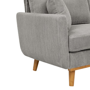 English Elm Corduroy Ribbed Upholstered Loveseat with Solid Wood Frame and Toss Pillows Light Gray B2748P533791