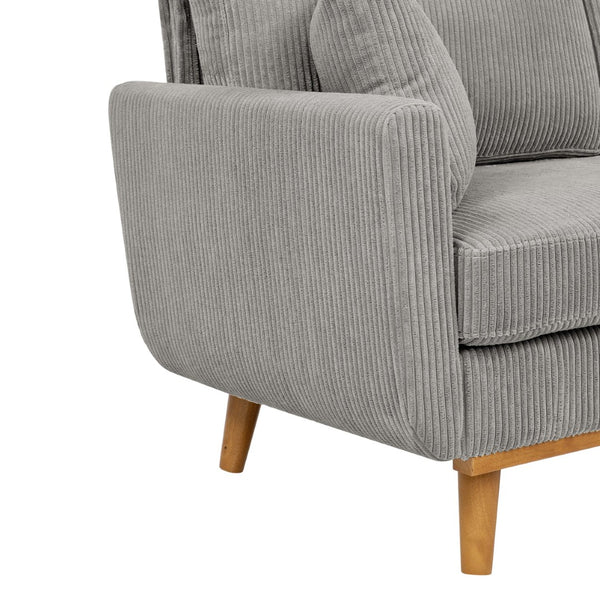 English Elm Corduroy Ribbed Upholstered Loveseat with Solid Wood Frame and Toss Pillows Light Gray B2748P533791