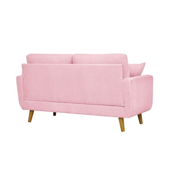 English Elm Corduroy Ribbed Upholstered Loveseat with Solid Wood Frame and Toss Pillows Pink B2748P533792