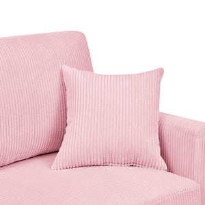 English Elm Corduroy Ribbed Upholstered Loveseat with Solid Wood Frame and Toss Pillows Pink B2748P533792