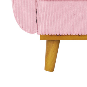 English Elm Corduroy Ribbed Upholstered Loveseat with Solid Wood Frame and Toss Pillows Pink B2748P533792