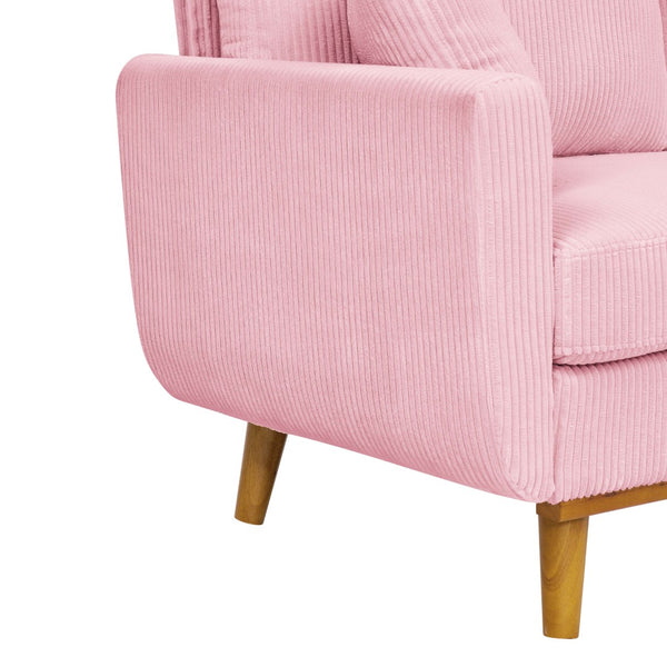 English Elm Corduroy Ribbed Upholstered Loveseat with Solid Wood Frame and Toss Pillows Pink B2748P533792