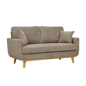 English Elm Corduroy Ribbed Upholstered Loveseat with Solid Wood Frame and Toss Pillows Camel B2748P533793