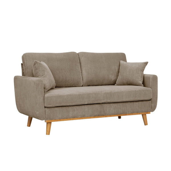 English Elm Corduroy Ribbed Upholstered Loveseat with Solid Wood Frame and Toss Pillows Camel B2748P533793