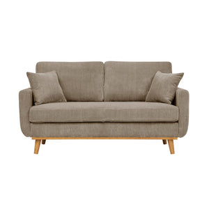 English Elm Corduroy Ribbed Upholstered Loveseat with Solid Wood Frame and Toss Pillows Camel B2748P533793