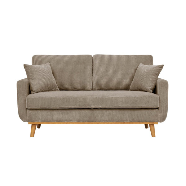 English Elm Corduroy Ribbed Upholstered Loveseat with Solid Wood Frame and Toss Pillows Camel B2748P533793