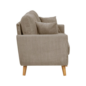 English Elm Corduroy Ribbed Upholstered Loveseat with Solid Wood Frame and Toss Pillows Camel B2748P533793