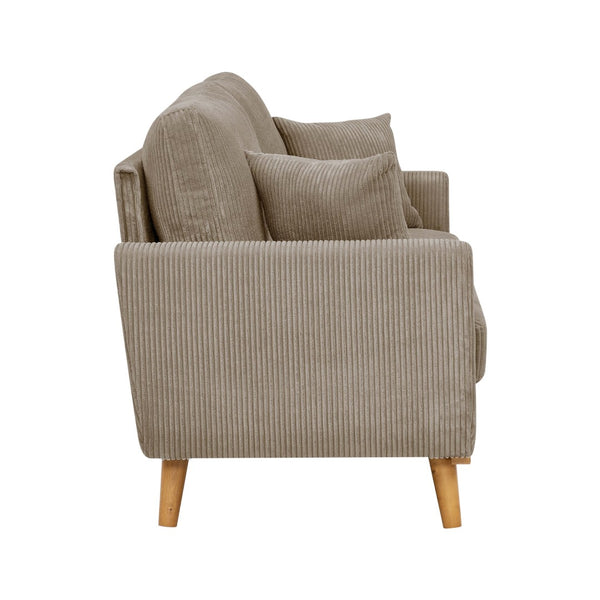 English Elm Corduroy Ribbed Upholstered Loveseat with Solid Wood Frame and Toss Pillows Camel B2748P533793