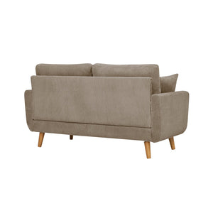English Elm Corduroy Ribbed Upholstered Loveseat with Solid Wood Frame and Toss Pillows Camel B2748P533793