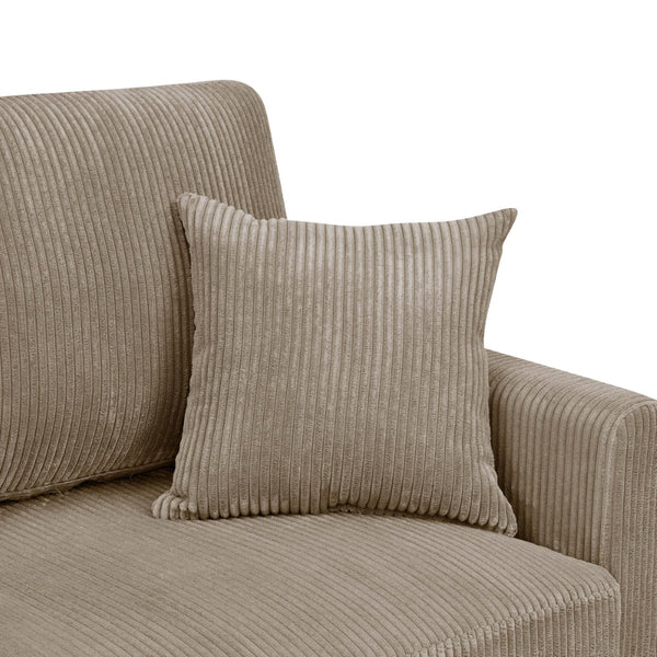 English Elm Corduroy Ribbed Upholstered Loveseat with Solid Wood Frame and Toss Pillows Camel B2748P533793