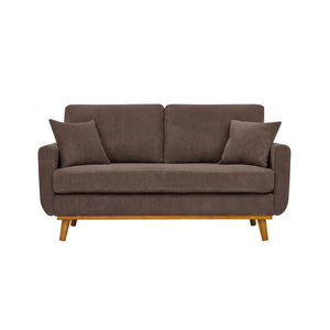 English Elm Corduroy Ribbed Upholstered Loveseat with Solid Wood Frame and Toss Pillows Dark Brown B2748P533794