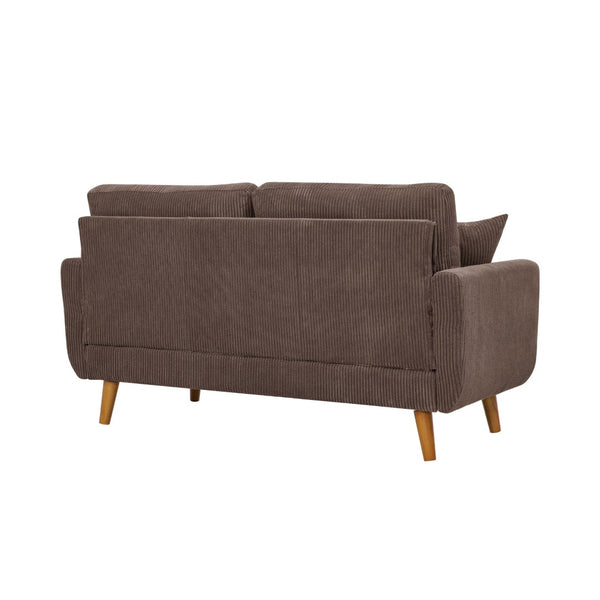 English Elm Corduroy Ribbed Upholstered Loveseat with Solid Wood Frame and Toss Pillows Dark Brown B2748P533794