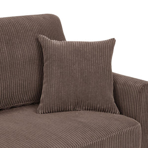 English Elm Corduroy Ribbed Upholstered Loveseat with Solid Wood Frame and Toss Pillows Dark Brown B2748P533794