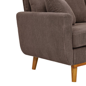 English Elm Corduroy Ribbed Upholstered Loveseat with Solid Wood Frame and Toss Pillows Dark Brown B2748P533794