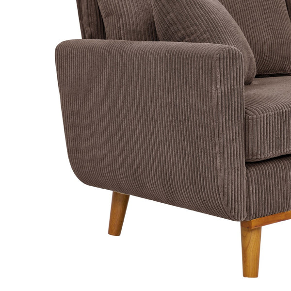 English Elm Corduroy Ribbed Upholstered Loveseat with Solid Wood Frame and Toss Pillows Dark Brown B2748P533794
