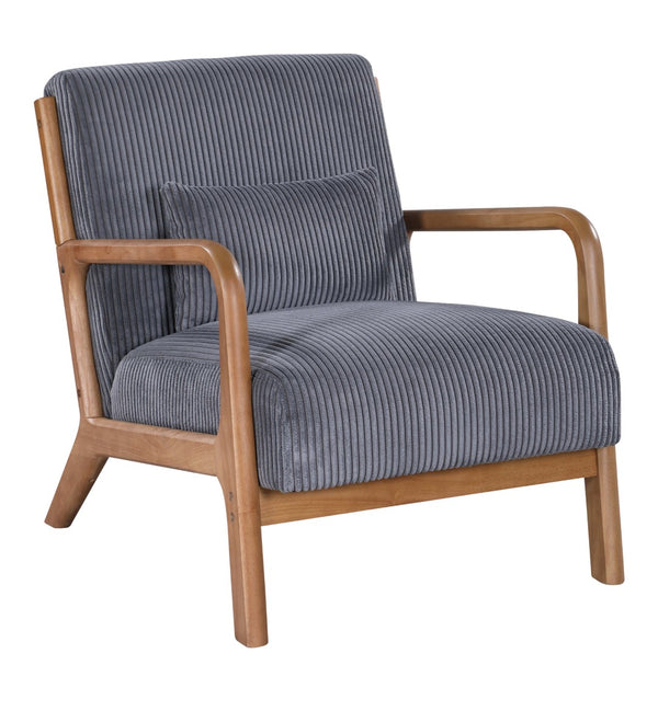 English Elm Corduroy Accent Armchair with Solid Wood Frame and Lumbar Pillow for Living Rooms Dark Gray B2748P533798