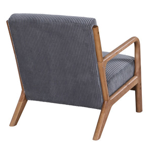 English Elm Corduroy Accent Armchair with Solid Wood Frame and Lumbar Pillow for Living Rooms Dark Gray B2748P533798