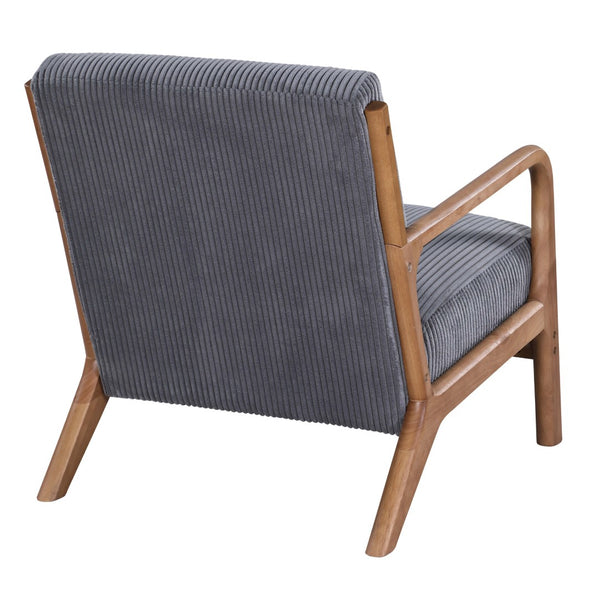 English Elm Corduroy Accent Armchair with Solid Wood Frame and Lumbar Pillow for Living Rooms Dark Gray B2748P533798