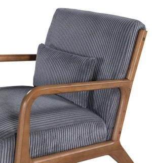 English Elm Corduroy Accent Armchair with Solid Wood Frame and Lumbar Pillow for Living Rooms Dark Gray B2748P533798