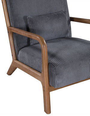 English Elm Corduroy Accent Armchair with Solid Wood Frame and Lumbar Pillow for Living Rooms Dark Gray B2748P533798
