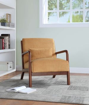 English Elm Corduroy Accent Armchair with Solid Wood Frame and Lumbar Pillow for Living Rooms Ginger B2748P533799