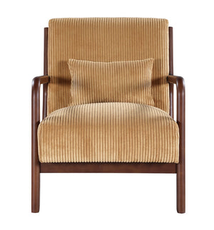 English Elm Corduroy Accent Armchair with Solid Wood Frame and Lumbar Pillow for Living Rooms Ginger B2748P533799