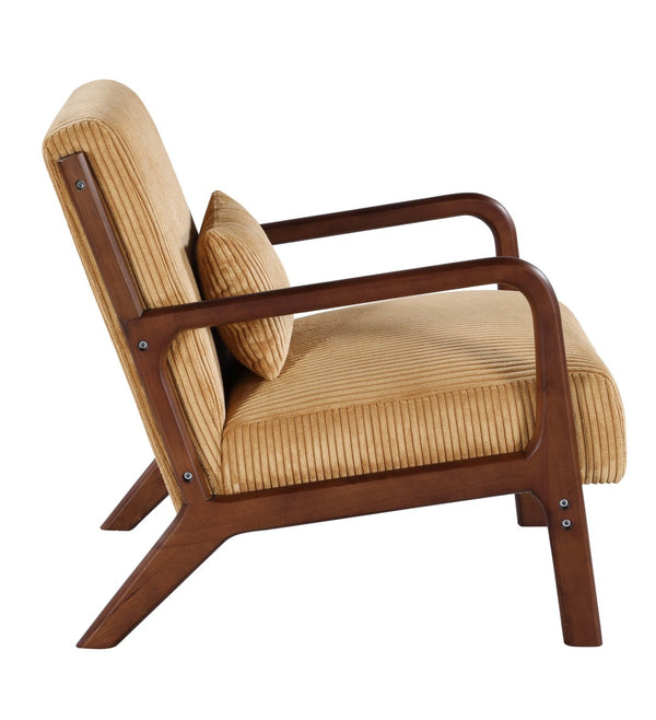 English Elm Corduroy Accent Armchair with Solid Wood Frame and Lumbar Pillow for Living Rooms Ginger B2748P533799