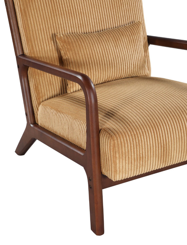 English Elm Corduroy Accent Armchair with Solid Wood Frame and Lumbar Pillow for Living Rooms Ginger B2748P533799