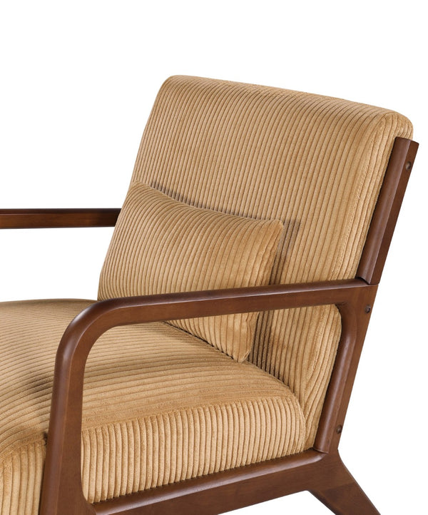 English Elm Corduroy Accent Armchair with Solid Wood Frame and Lumbar Pillow for Living Rooms Ginger B2748P533799
