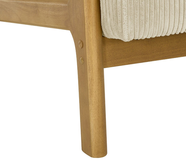 English Elm Corduroy Accent Armchair with Solid Wood Frame and Lumbar Pillow for Living Rooms Beige B2748P533802