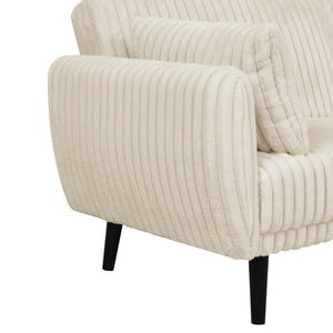 English Elm Faux Fur Convertible Futon Sofa Sleeper with Tall Legs for Living or Guest Rooms Beige B2748P534290
