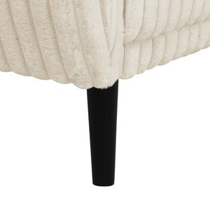 English Elm Faux Fur Convertible Futon Sofa Sleeper with Tall Legs for Living or Guest Rooms Beige B2748P534290