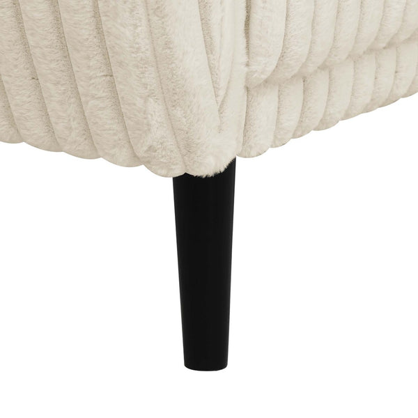 English Elm Faux Fur Convertible Futon Sofa Sleeper with Tall Legs for Living or Guest Rooms Beige B2748P534290