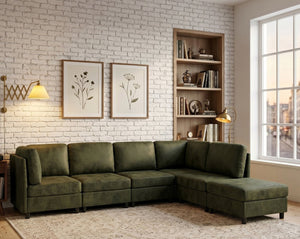 English Elm Faux Leather Modular Sectional Sofa Reconfigurable Layout for Open Living Rooms B2748S00187