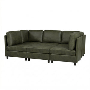 English Elm Faux Leather Modular Sectional Sofa Reconfigurable Layout for Open Living Rooms B2748S00187