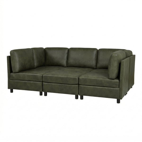 English Elm Faux Leather Modular Sectional Sofa Reconfigurable Layout for Open Living Rooms B2748S00187
