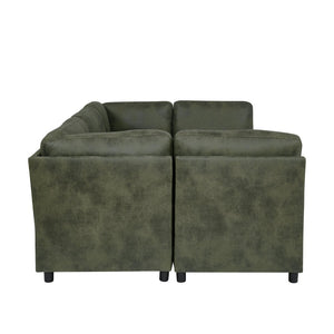English Elm Faux Leather Modular Sectional Sofa Reconfigurable Layout for Open Living Rooms B2748S00187
